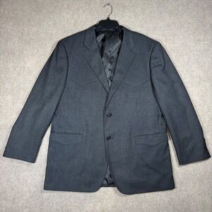 VTG Red Sky Santa Fe-424 Mens Western Blazer Charcoal Gray Cowboy Sport Coat 46R